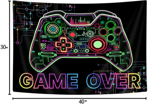 Miniatura 3 de Bzhilja Tapiz Temático de Juego con Luz Negra, Tapiz de Pared UV Reactivo para Arte de Pared de Juegos para Chicos, Hombres, Niños, Tapiz de Arte