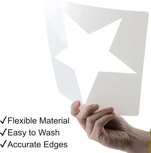 Miniatura 3 de 8 plantillas grandes para pintar plantilla de estrella de 5 puntos, plantilla de pintura de plástico reutilizable para pintura artística en papel