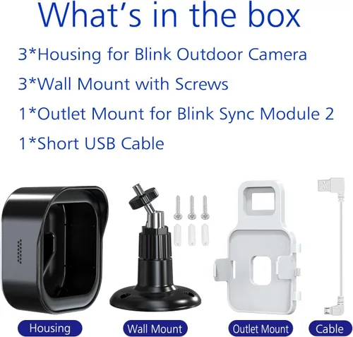 Miniatura 7 de Todo nuevo montaje de pared para cámara exterior de Blink de 4 cámaras, carcasa protectora resistente a la intemperie y montaje ajustable de 360°