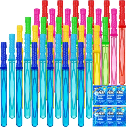 Miniatura 11 de JOYIN - Varitas grandes de 14.6 pulgadas para hacer burbujas para niños, 6 piezas con solución de recambio, juguete de verano, recuerdo de fiesta