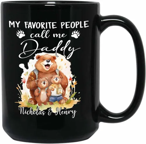 Miniatura 9 de Baby Coming Soon - Taza de café negra de 11 onzas y 15 onzas, taza de café personalizada para papá con nombre, taza de café de cerámica con anuncio