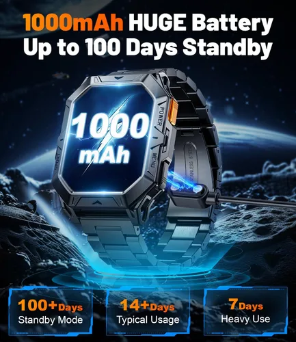 Miniatura 2 de TX1 - Reloj inteligente militar para hombre, 1000 mAh, batería de 80 días de duración, reloj inteligente AMOLED de 2.13 pulgadas, más de 100 modos