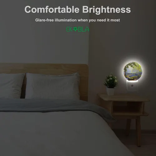 Miniatura 5 de EKOBLA Luz nocturna enchufable para jardín de primavera, luz nocturna LED de lavanda y camino floreciente para niños y adultos, decoración del hogar