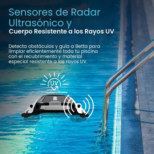 Miniatura 4 de Betta SE Limpiador robótico automático para piscina con energía solar y superficie espumadora con batería de limpieza continua 24/7 y motores Blanco