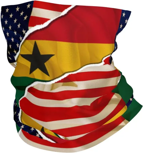 Neck Gaiter Ghana Ghanaian American Flag USA Friendship Face Cover Scarf Uv Sun Protection Balaclava Head Mask for Men Women Fishing Mask Hiking