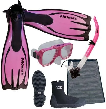 Miniatura 5 de PROMATE Juego de bolsas de equipo de buceo con máscara de snorkel, botas de snorkel, aletas