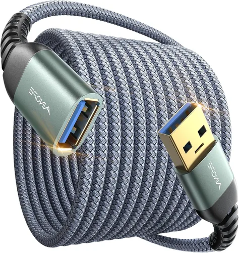 Miniatura 9 de AINOPE Cable de extensión USB, extensor USB, cable de extensión USB 3.0, cable macho a hembra, cable de alta transferencia de datos compatible