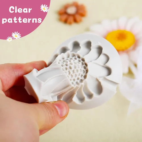 Miniatura 6 de KALAIEN Molde de silicona de flores de crisantemo para decoración de pasteles de fondant, chocolate, azúcar, decoración de pasteles de caramelo