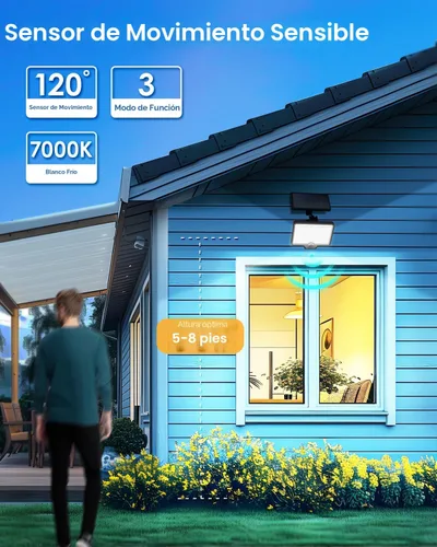Miniatura 2 de AUDERWIN 294 Luces LED Exteriores Solares Divididas con Sensor de Movimiento, Luces de Inundación Solares de 2600Lm, IP67 Impermeables, Luces