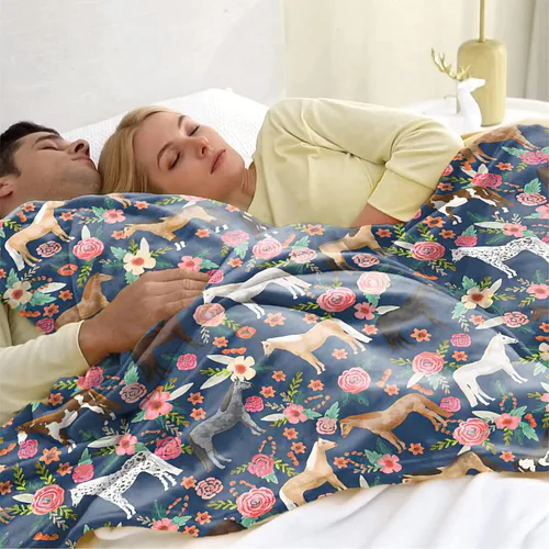 Miniatura 3 de Manta de caballo para niñas y mujeres, manta de franela de forro polar de animales del oeste, suave y ligera, manta de felpa azul para niños