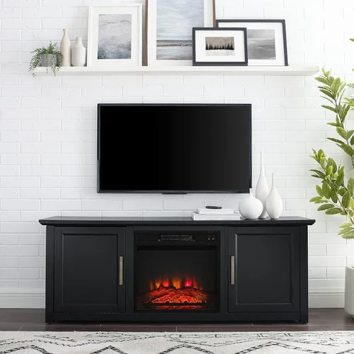 Miniatura 7 de Crosley Furniture Camden Soporte de TV con chimenea de perfil bajo para televisores de más de 65 pulgadas, centro de entretenimiento con estantes