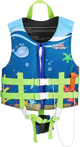 Miniatura 18 de HeySplash Chaleco de natación para niños pequeños, chaqueta de natación para niños de 30-50/50-80 libras, chaleco flotante para niños con correa