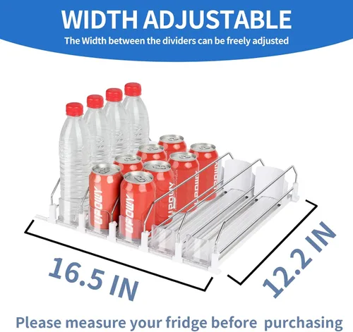 Miniatura 3 de Organizador de bebidas para refrigerador, dispensador de latas de soda, dispensador de nevera para refrigerador, 5 filas y 20 latas de 12.2 pulgadas