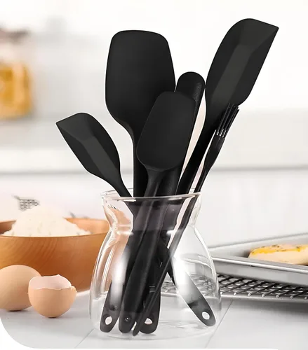Miniatura 2 de Juego de 6 espátulas de silicona, espátula de goma resistente al calor para uso en cocina, no tóxica, grado alimenticio, mango fuerte mejorado