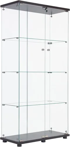 Miniatura 6 de Gabinete de exhibición de cristal de 64.56 pulgadas de alto, con 4 estantes, colección Curio, con dos puertas y cerraduras, estantería de pie