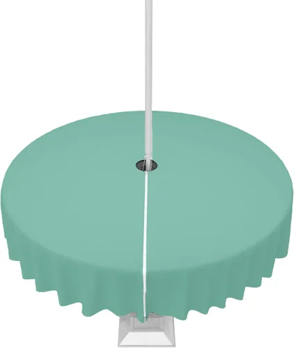 Miniatura 45 de QueenKer Mantel de exterior verde oliva con agujero para sombrilla y cremallera, mantel de color sólido para mesas cuadradas, colección de mesa