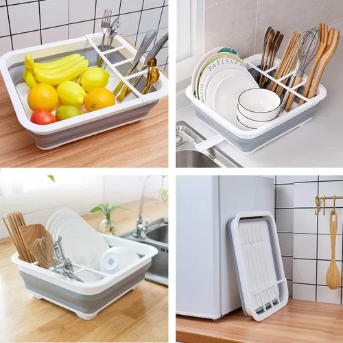 Miniatura 2 de THANSTAR Escurridor de platos plegable, organizador portátil de vajilla para cocina, autocaravanas, cámpers, remolque de viaje, bandeja