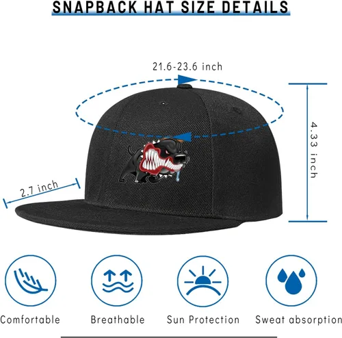 Miniatura 2 de Gorra de béisbol negra con visera plana para papá, gorra de camionero, regalo para adolescentes, sombrero de ala plana Pitbull