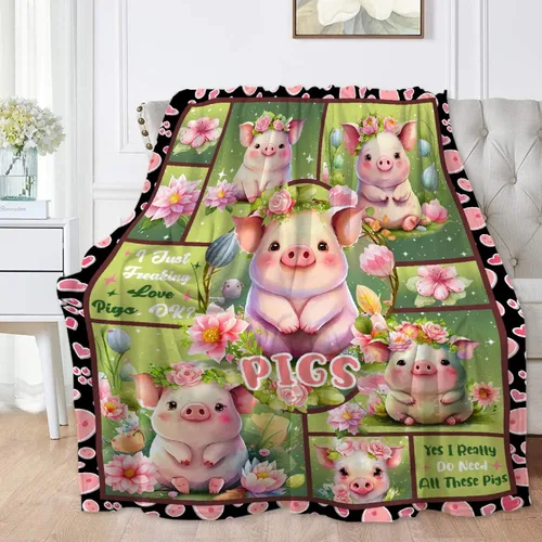 Miniatura 13 de Just A Girl Who Loves Pigs - Manta tipo throw de felpa mullida de franela para siesta para viajes, picnic, cama, sofá, cálida y acogedora para todas