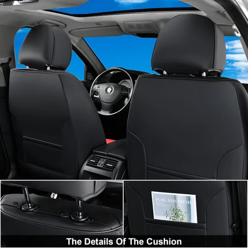 Miniatura 4 de Coverado - Juego completo de fundas para asientos de automóvil, protectores de asiento impermeables de piel Nappa 8805 - Negro y rojo, juego