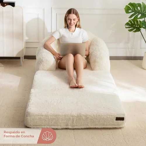 Miniatura 2 de MAXYOYO Sofá Cama Plegable, Sofá Convertible 2 en 1 para Tumbona, Cómoda Silla Puf Individual para Adultos, Sofá Cama de Piso con Asa, Sofá Cama