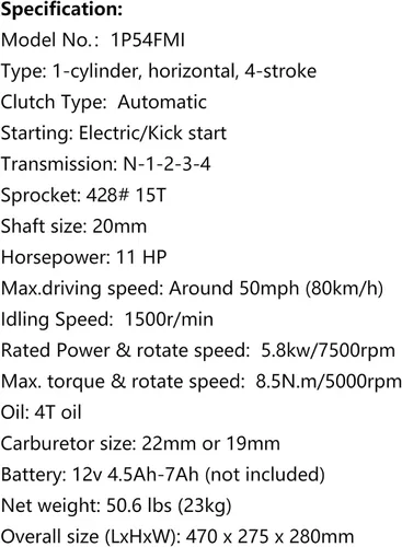 Miniatura 3 de Motor Lifan 125 cc – Semiautomático 4 tiempos para Trail Bike CT70 90 110 125, Dirt Bike, Triciclo, Cuatro Ruedas