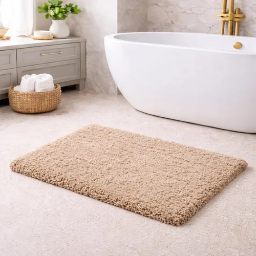 Miniatura 19 de C23 Alfombra de baño de 1 pie 8 pulgadas x 2 pies 8 pulgadas, alfombra de baño suave de felpa copetuda 100% algodón con respaldo de látex