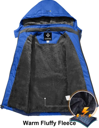 Miniatura 3 de GEMYSE Chaqueta de esquí impermeable para niños, chaqueta de invierno a prueba de viento con capucha