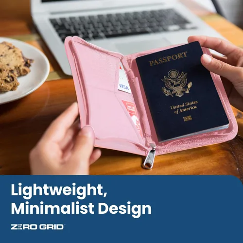 Miniatura 7 de Zero Grid Cartera para pasaporte - Soporte para documentos de viaje con bloqueo RFID