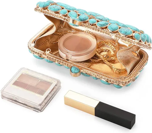Miniatura 3 de Bolso de mano de noche de cristal turquesa elegante para novia, boda, fiesta, para mujer