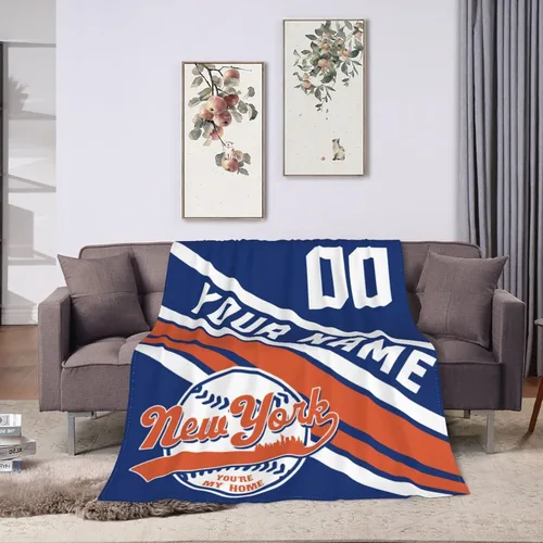 Miniatura 22 de Wream Manta personalizada para fanáticos de la cama, regalo de béisbol con nombre y número de ciudad de béisbol, manta de forro polar de invierno