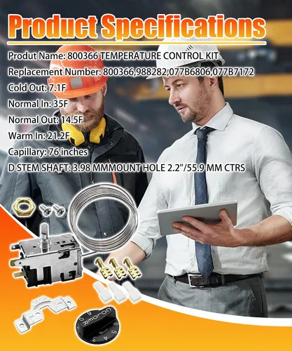 Miniatura 6 de 800366 Control de temperatura con accesorio compatible con refrigerador verdadero, reemplaza 077B6806, 077B7172, 988282 y más.