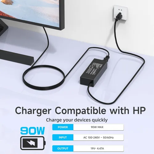 Miniatura 5 de Cable de alimentación de 90 W y 65 W compatible con HP Pavilion todo en uno de 18 pulgadas, 19 pulgadas, 20 pulgadas, 21 pulgadas, 22 pulgadas, 23