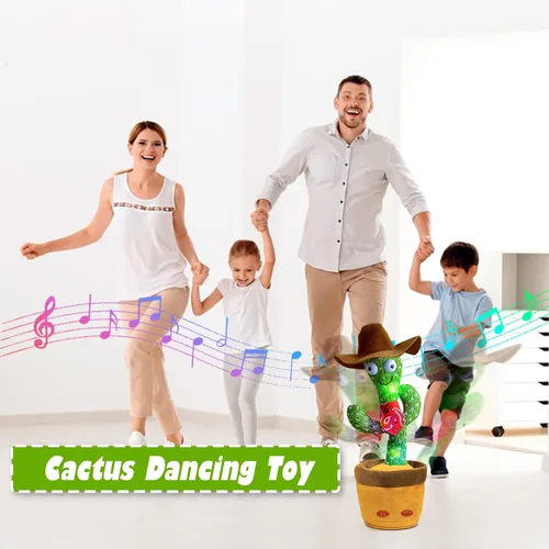 Miniatura 4 de Cactus bailarín, juguete de cactus parlante, juguete electrónico que repite lo que dices con iluminación, grabación y imitación, juguete de peluche