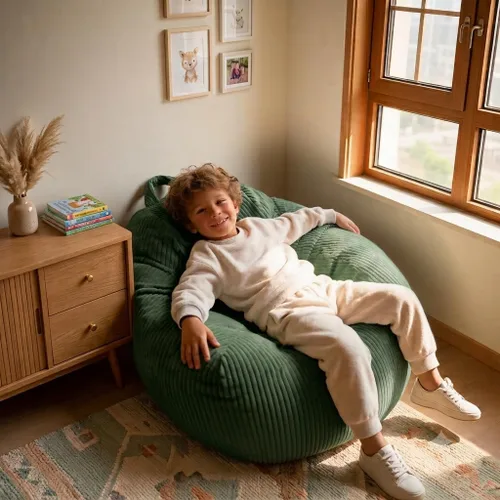 ENBAOHUI Puf para niños, silla Comfoy de espuma viscoelástica con sofá de relleno, color verde