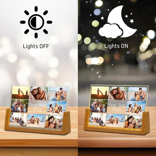Miniatura 5 de Marco de fotos personalizado con foto, placa acrílica personalizada con base de luz nocturna LED, regalos de cumpleaños de aniversario para familia