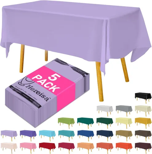 Miniatura 129 de Paquete de 3 manteles de plástico desechables de 54 x 108 pulgadas, manteles de color blanco hueso, manteles de fiesta nupcial para fiestas