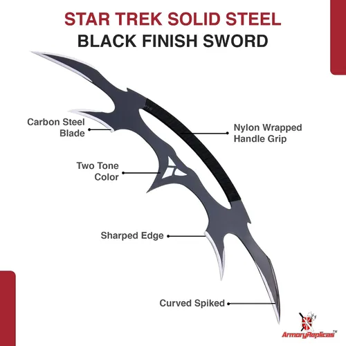 Miniatura 3 de Armory Replicas™ - Star Sword of Kahless Bat'Leth - Hoja de acero al carbono, envoltura de mango de nailon