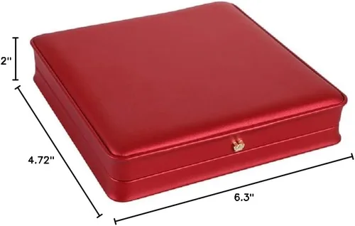 Miniatura 8 de Juego de joyas de boda Caja de cuero premium collar pendiente anillo expositor soporte de almacenamiento (rojo grande)