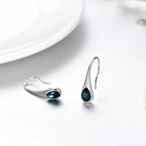 Miniatura 2 de Aretes de gancho de plata de ley 925 con forma de pera pequeña con cristales de Austria Plata de ley Cristal de Austria Plata de ley Cristal