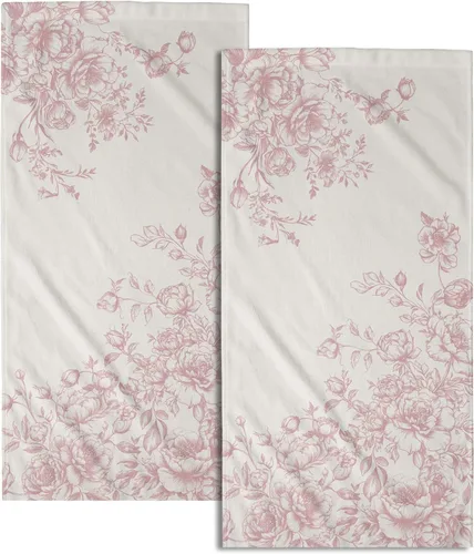 Miniatura 45 de Juego de 2 toallas de mano para el 4 de julio, 14 x 28 pulgadas, diseño patriótico de hojas florales rojas y azules, absorbentes y suaves
