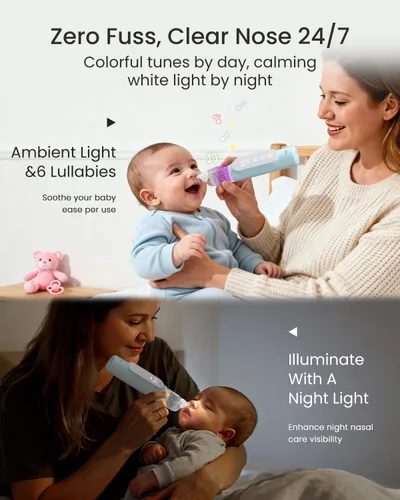Miniatura 3 de GROWNSY Aspirador Nasal para Bebé, Succionador de Nariz para Bebé con 5 Niveles de Succión Mejorados, Succión Nasal Eléctrica IPX7 Impermeable