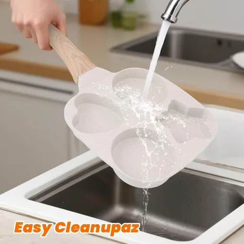 Miniatura 8 de Topyond Sartén para tortilla de huevos, sartén antiadherente para panqueques de 4 tazas, sartén para huevos, panqueques, crepes, compatible