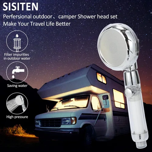 Miniatura 2 de Cabezal de ducha de mano RV con filtro para agua dura Cabezal de ducha de cámper con manguera e interruptor de encendido y apagado Reemplazo