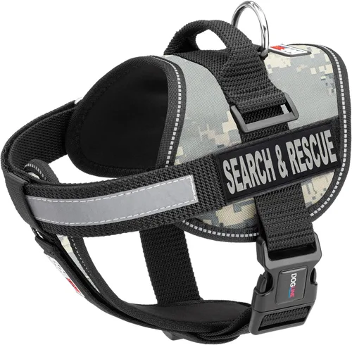 Miniatura 11 de Dogline Unimax - Arnés multiusos para perros y 2 parches extraíbles de búsqueda y rescate, pequeño, color negro
