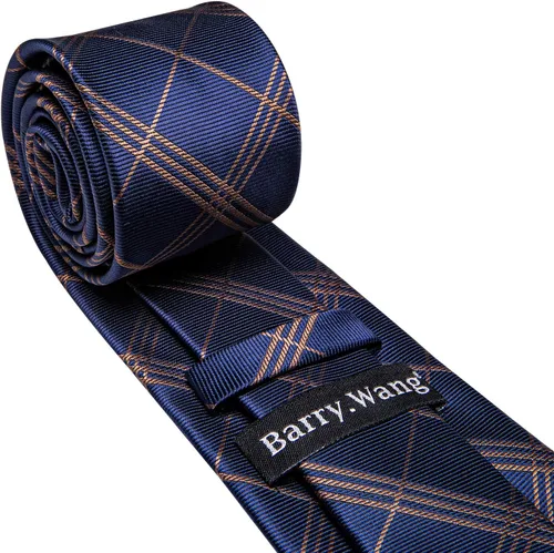 Miniatura 195 de Barry.Wang Juego de corbatas para hombre, corbata de seda a rayas, tejido a cuadros, gemelos formales, negocios, boda