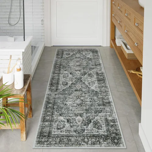 Miniatura 50 de Uphome Tapete de baño color naranja, estilo bohemio y envejecido, tapete de baño pequeño de terciopelo súper acogedor, antideslizante, lavable a