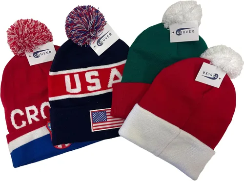 Miniatura 5 de COUVER Womne Winter Cozy - Gorro de punto acrílico con POM POM, 1 pieza