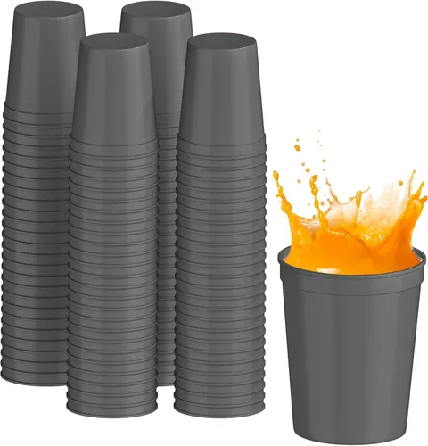 Miniatura 69 de PartyPrints Paquete de 100 vasos de plástico en blanco reutilizables de 10 a 12 onzas, vasos de estadio a granel, sin BPA, aptos para lavavajillas