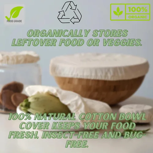 Miniatura 4 de Reusable Bowl Covers for Sourdough Bread Proofing,100% Cotton Elastic Set of 6 in Varying Sizes Easily Fit Your Bowls 4" to 13" - Durable Fabric
